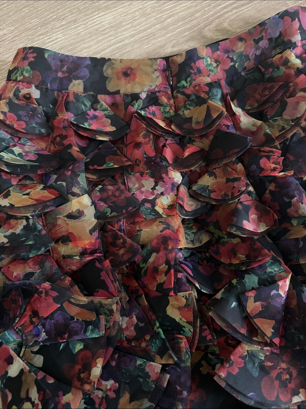 Floral Layered Ruffle Mini Skirt - Multicolor - Picture 3 of 4